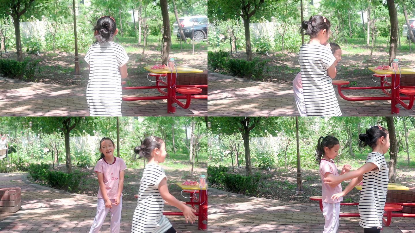 夏天在户外玩耍的中国女童