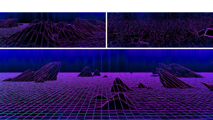 【宽屏时尚背景】赛博朋克山体生长破碎冲击
