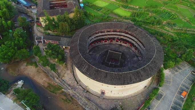 4K航拍福建田螺坑土楼群