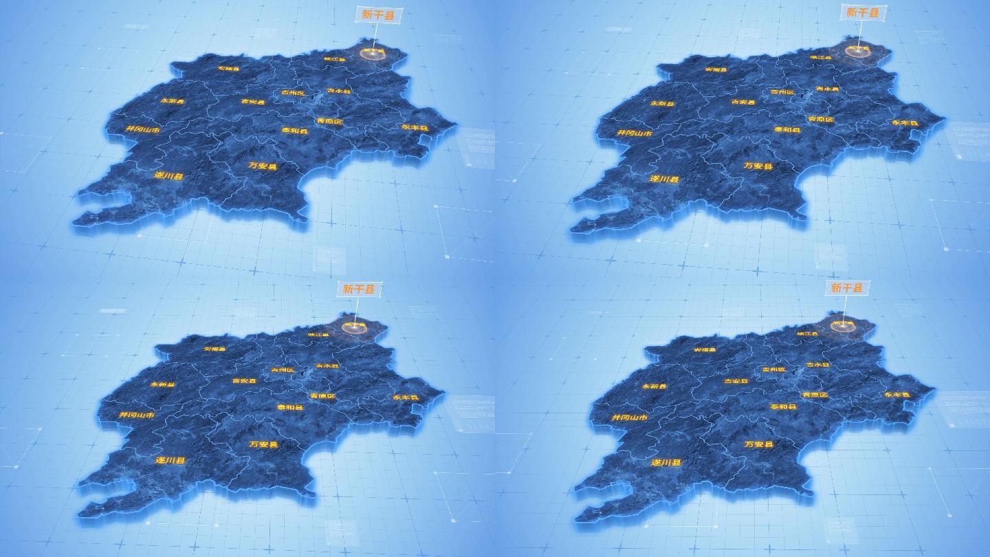 吉安新干县三维科技地图ae模板