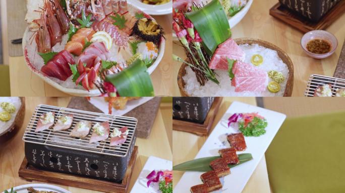 日本料理餐厅一桌菜品展示