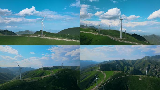 【4K】云上草原 风力发电 风能发电航拍