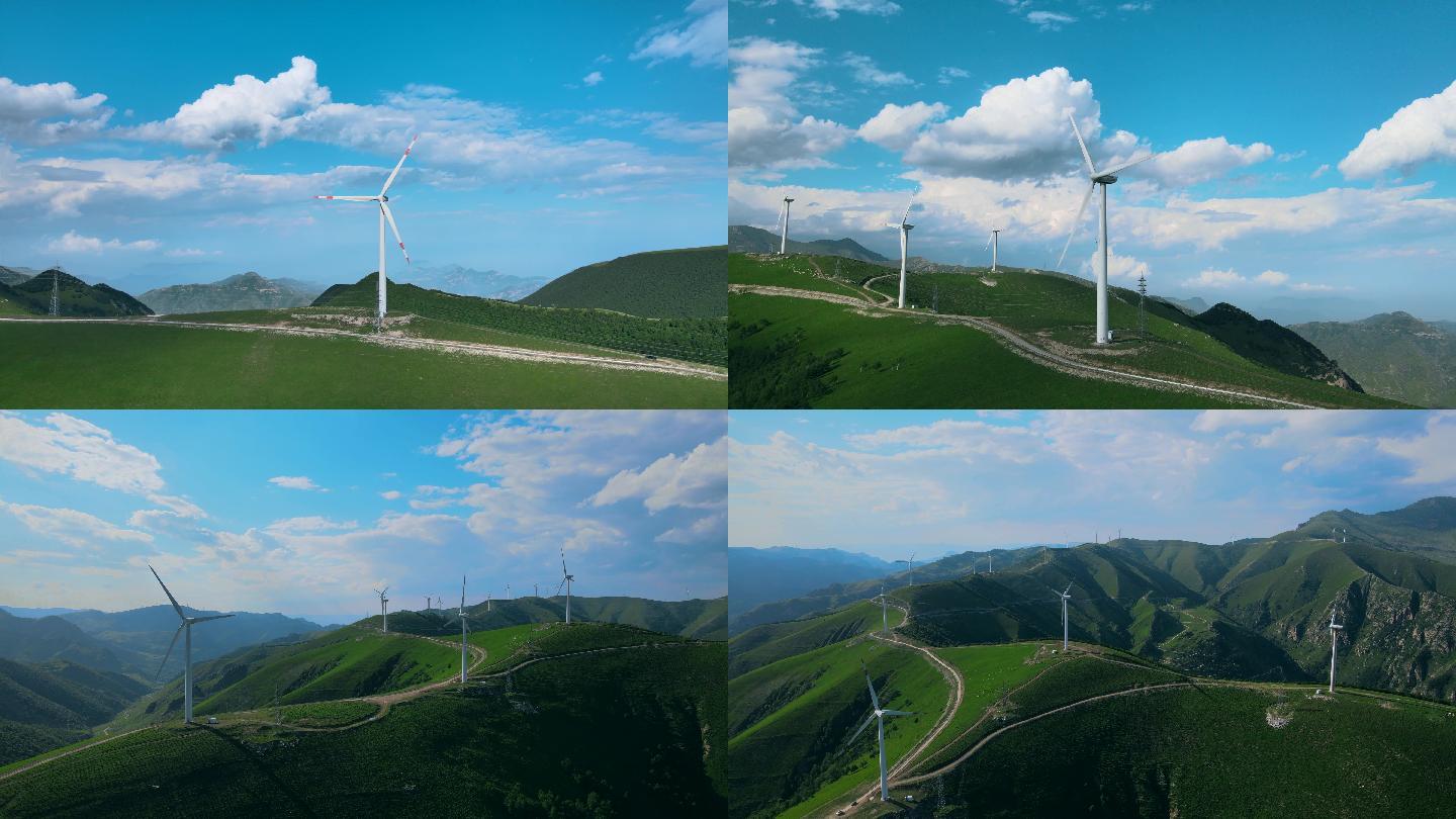 【4K】云上草原 风力发电 风能发电航拍