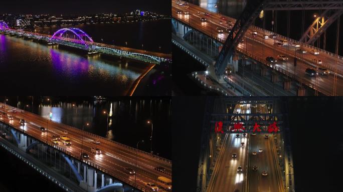4k航拍杭州复兴大桥夜景