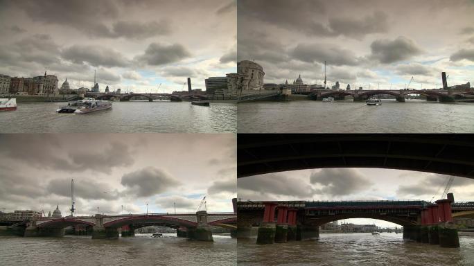 河流上的航船 英国伦敦 泰晤士河