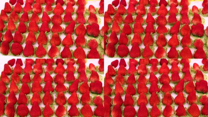 4K正版-超市摆放整齐的草莓视频素材