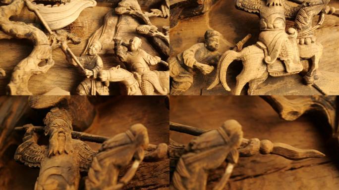 战争骑马将士雕塑木浮雕工艺品A018