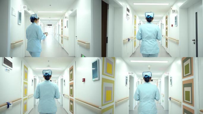 医院走廊-护士端着托盘走路 (3)
