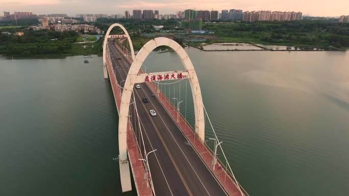 海南澄迈县盈滨海湾大桥4K素材