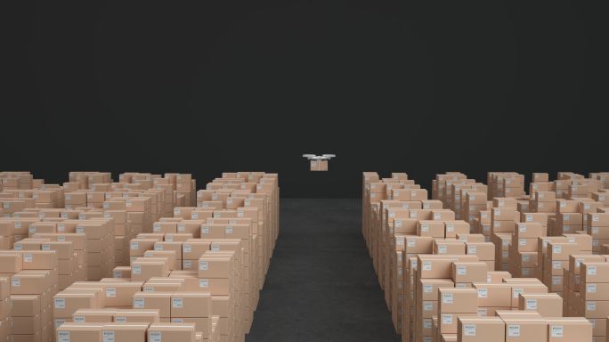 无人机运送包裹、3D动画