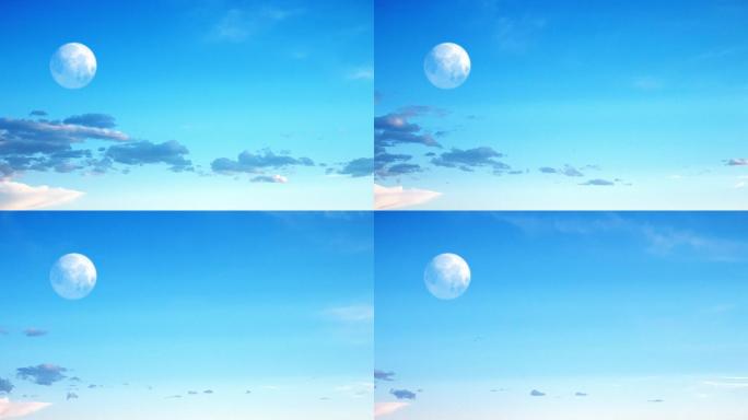 【HD天空】清新白色圆月云月仙境奇幻视觉