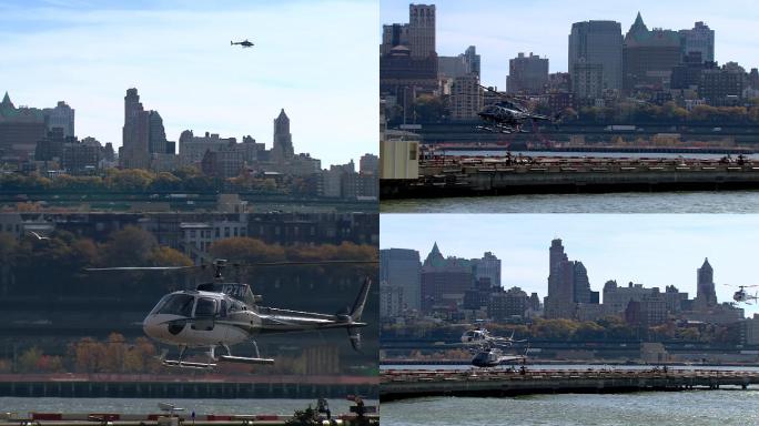 美国纽约 警察 警用直升飞机 巡逻