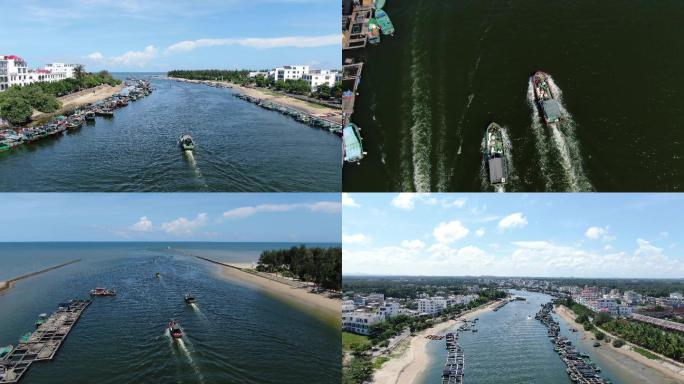 小渔村出海口海边风光