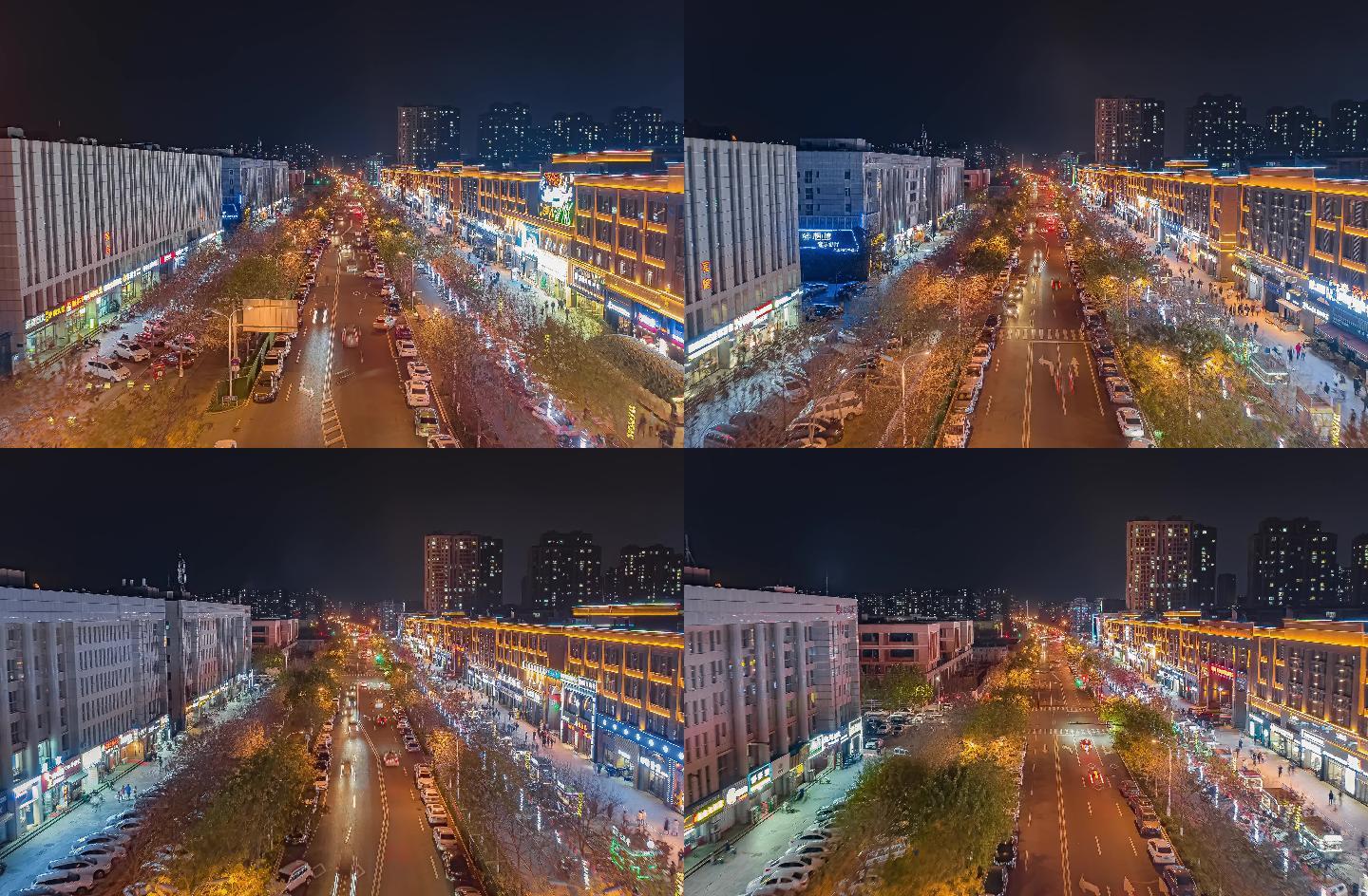 淄博水晶街航拍延时摄影夜景