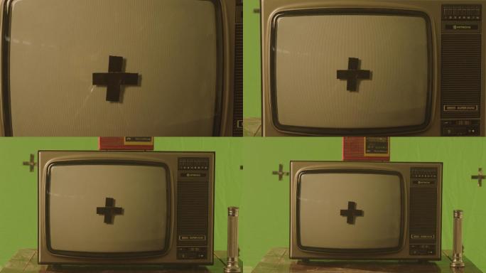 90年代老式电视机绿幕抠像可合成