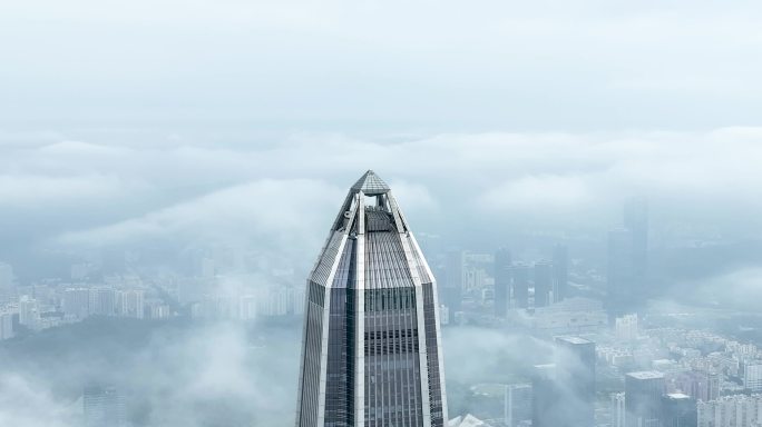 深圳市4K平安金融中心大厦延时航拍云海