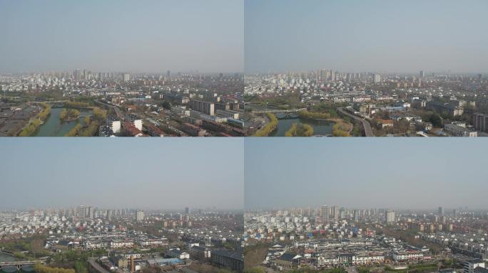 山东青州春天的城市风景航拍4k