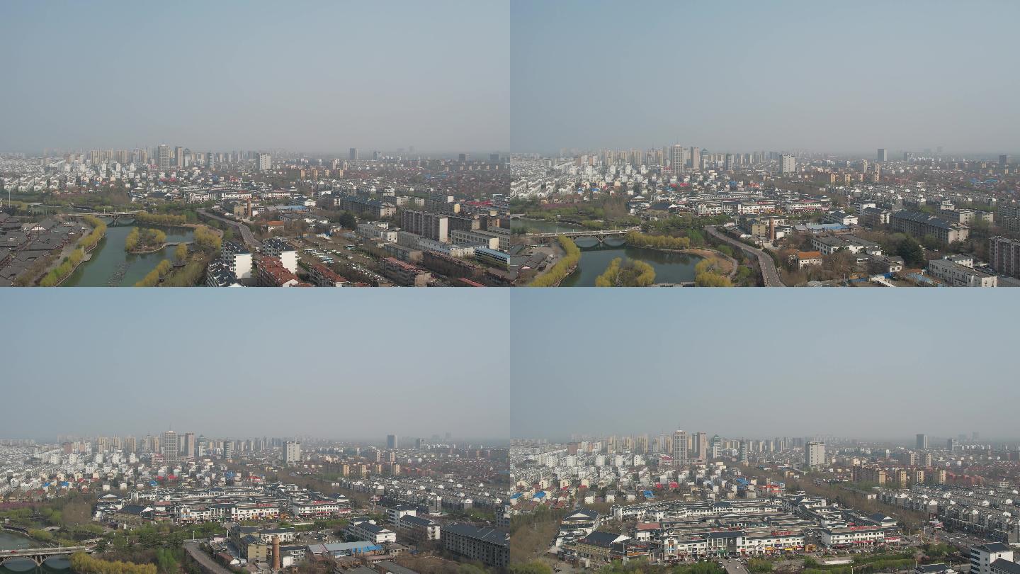 山东青州春天的城市风景航拍4k