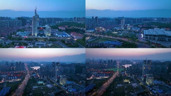 4K航拍黄昏下的湖南广电中心湖南卫视