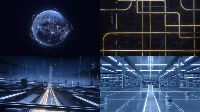 AI虚拟城市芯片科技穿梭C4D+AE工程