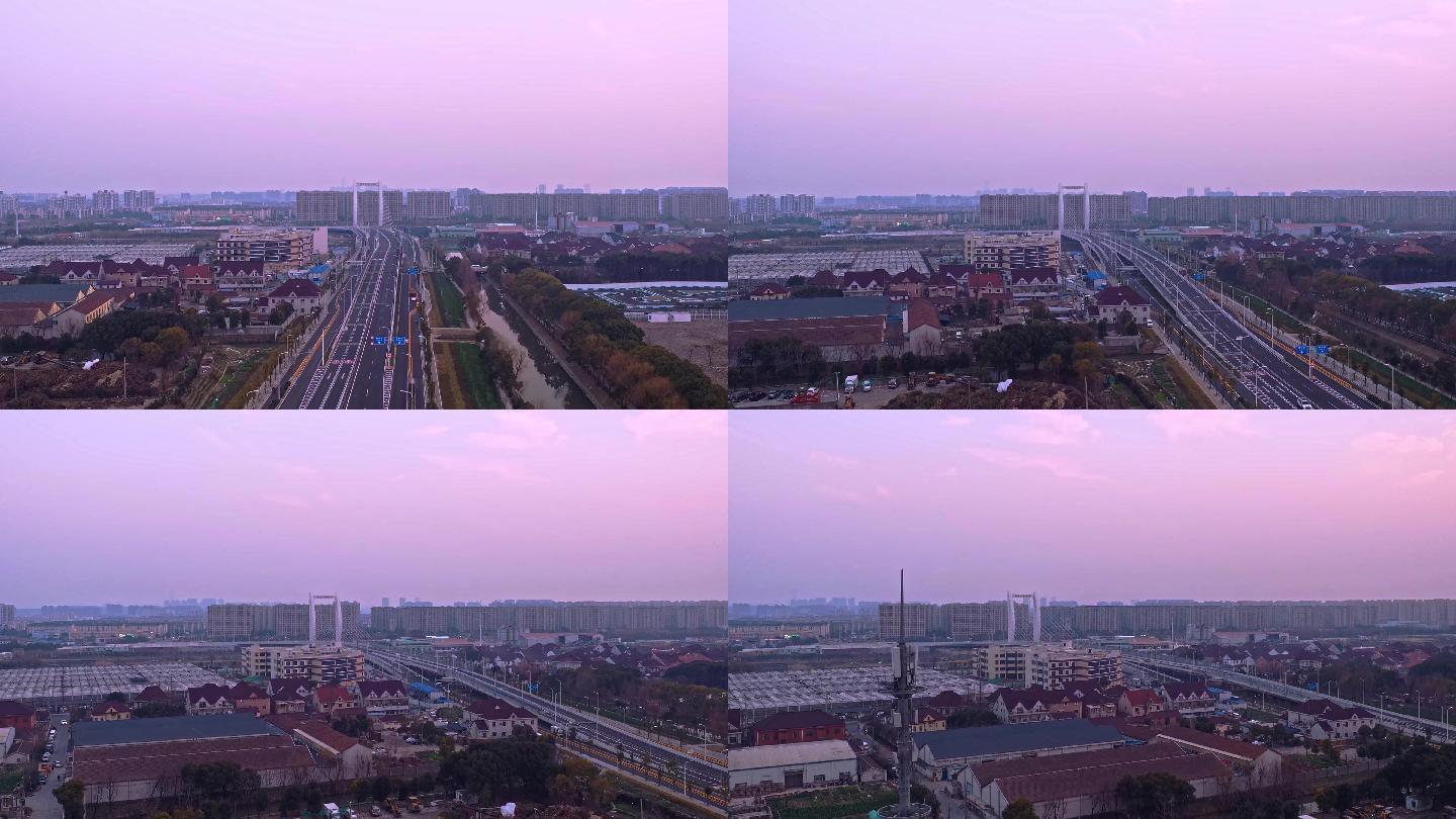 上海市宝山区祁连山路大桥航拍延时摄影