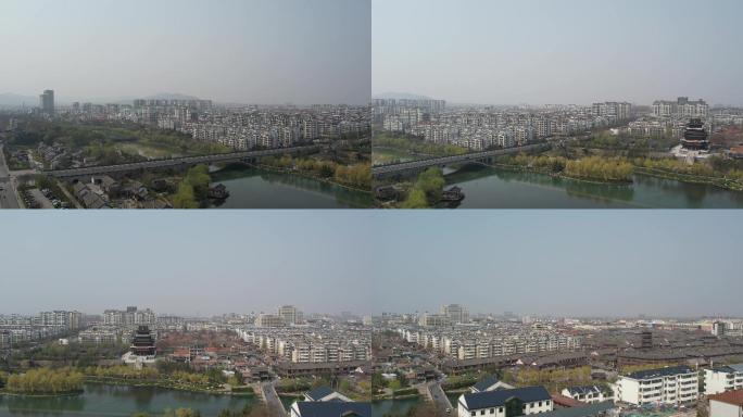 青州城市风光南阳河景区表海楼建筑航拍