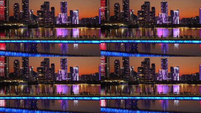 4K正版-深圳人才公园夜景灯光秀视频素材