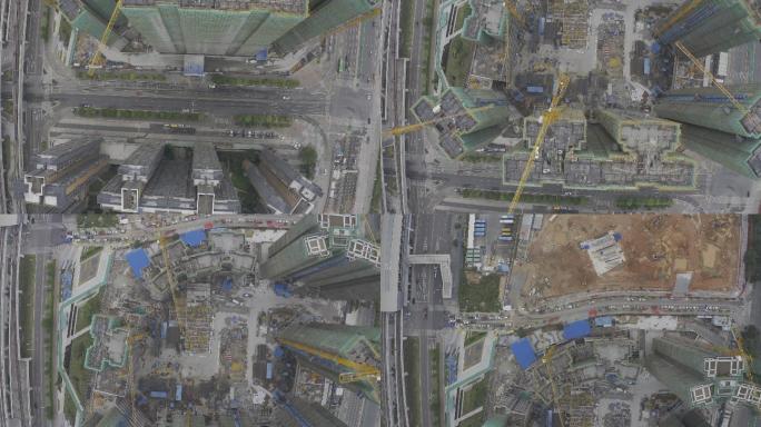 龙华区上塘地铁站城市建筑吊机4K航拍视频