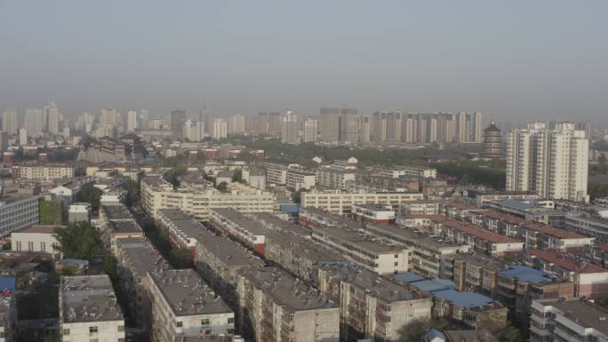 4K-log-航拍河南洛阳老城区居民住宅