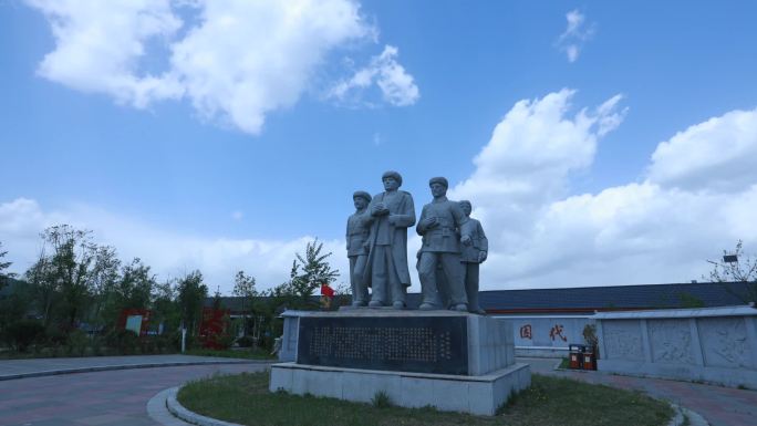 东北抗联雕像 延时