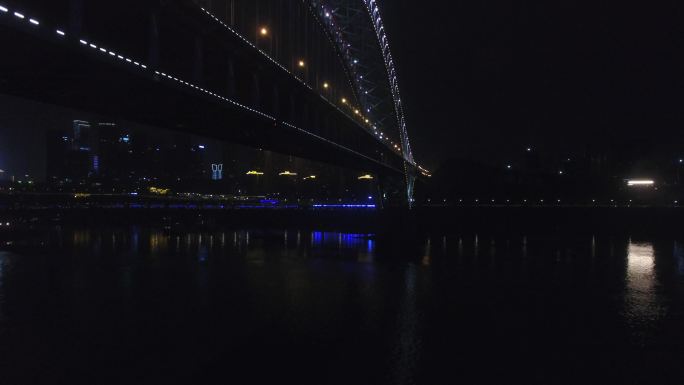 重庆夜景航拍大桥朝天门大桥