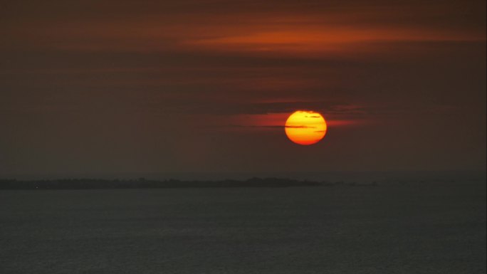 延时6段海上日落晚霞夕阳火烧云日转夜