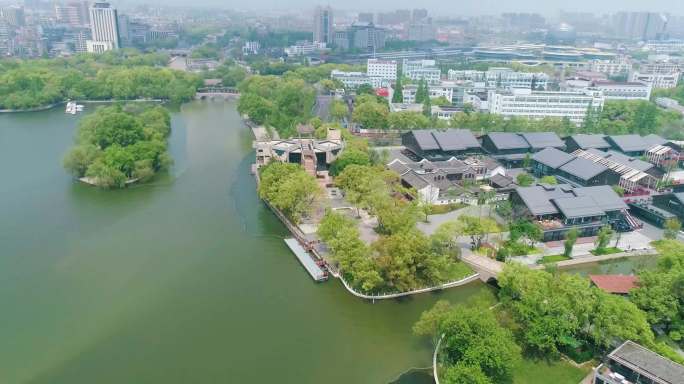 嘉兴南湖革命纪念馆旧址4k航拍视频素材