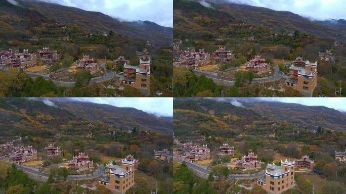 4K航拍丹巴甲居藏寨特色建筑