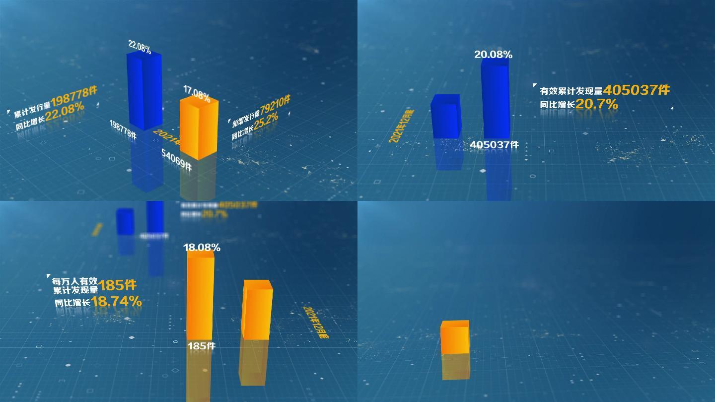 简约科技蓝色数据柱状图