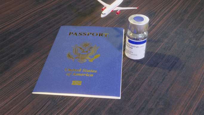 C2019冠状病毒疾病疫苗美国护照飞机