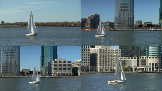 帆船 美国纽约曼哈顿 城市建筑