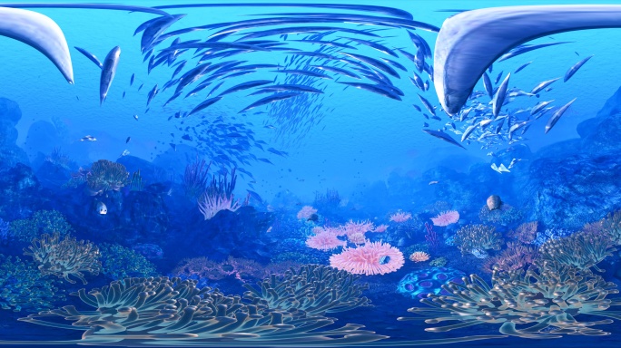 大白鲨 色彩缤纷水古植物焦散 动物菊石