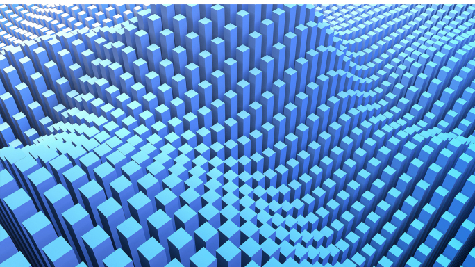 【4K时尚背景】蓝色方块阵列科技波浪空间