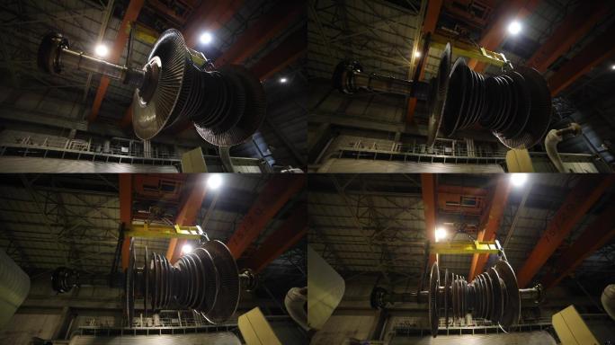 汽轮机吊装 火力发电厂重工业工作画面