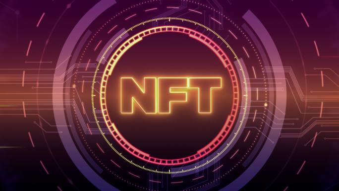 4K NFT屏幕，NFT背景。蘑菇免费代币概念。数字艺术还是加密艺术