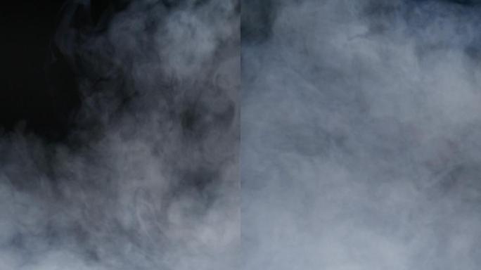 抽象白烟、雾、蒸汽、黑色背景上的云