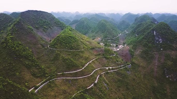 航拍凌云盘山公路