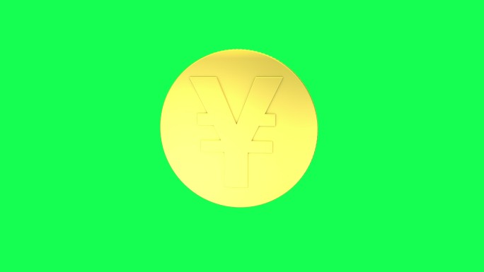 单日元符号硬币旋转循环动画。可循环的金币