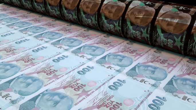 打印100张土耳其里拉钞票，可循环