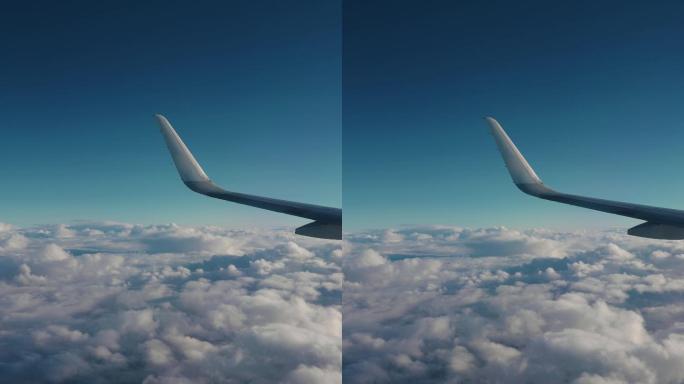 从飞机上看机身穿过云层