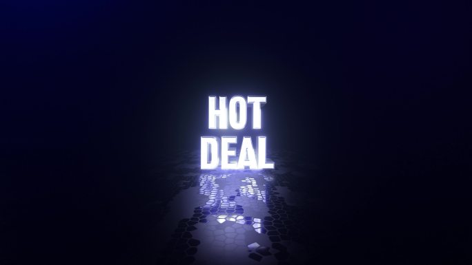 “Hot Deal”字样酷炫文字动画，灯光闪亮，“Hot Deal”简介动画，4K，美丽、干净、现代