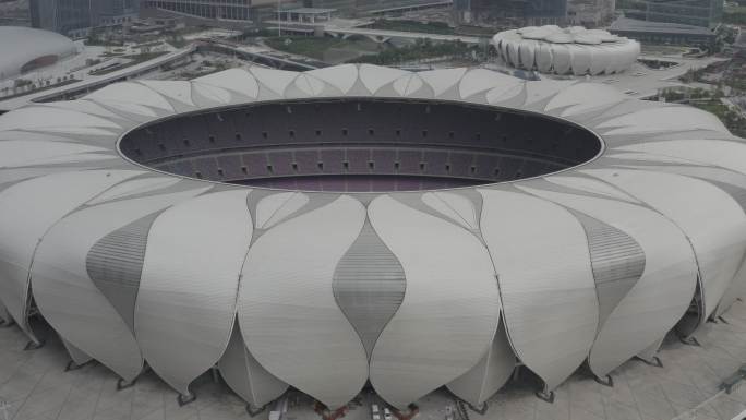 4K-log-航拍浙江杭州奥体中心体育场