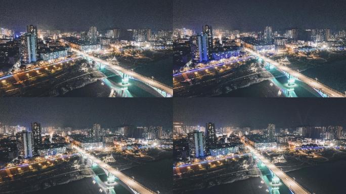 射洪市城市夜景风光移动延时4k航拍