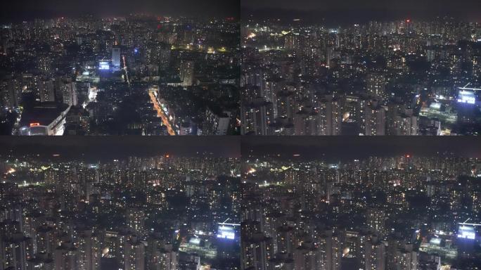 实拍窗外高楼大厦夜景